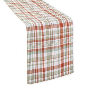 Homewear Fall Autumn Hayat Plaid Cotton Table Runner, Rust Green, 14" x 72" NEW
